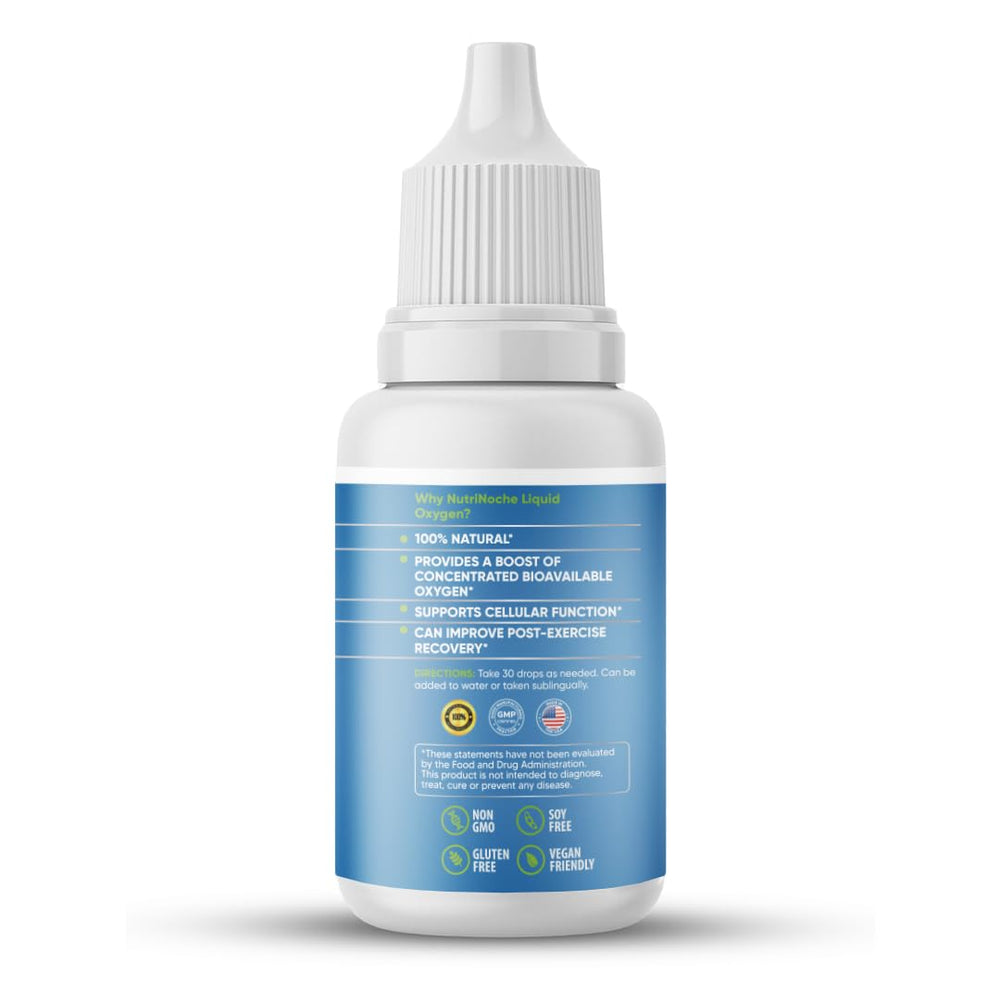 NutriNoche Liquid Oxygen Drops on a desk aids mental clarity during work.