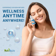 NutriNoche Liquid Oxygen Drops in a glass illustrates a refreshing oxygen boost.