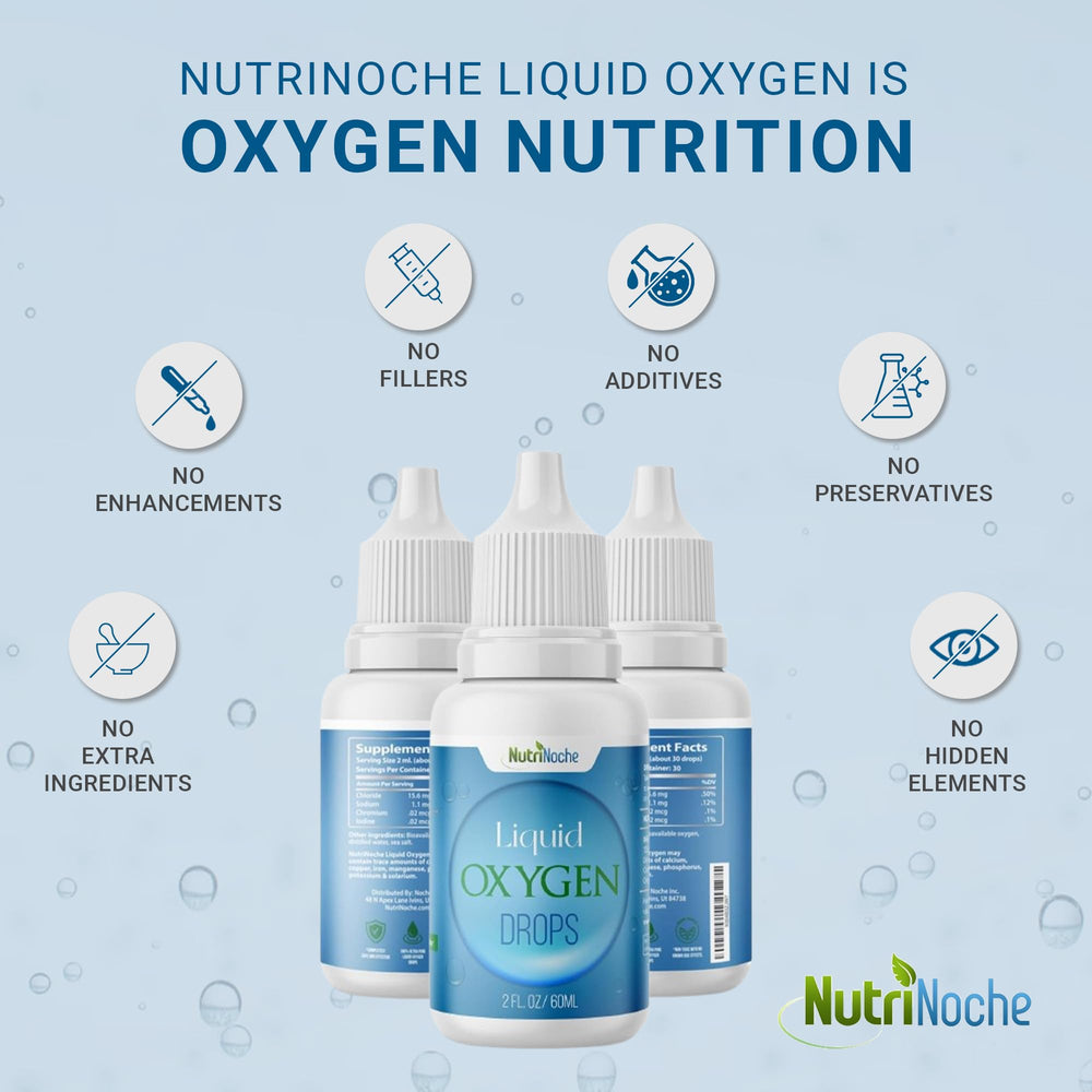 NutriNoche Liquid Oxygen Drops packaging displayed for daily wellness routine.