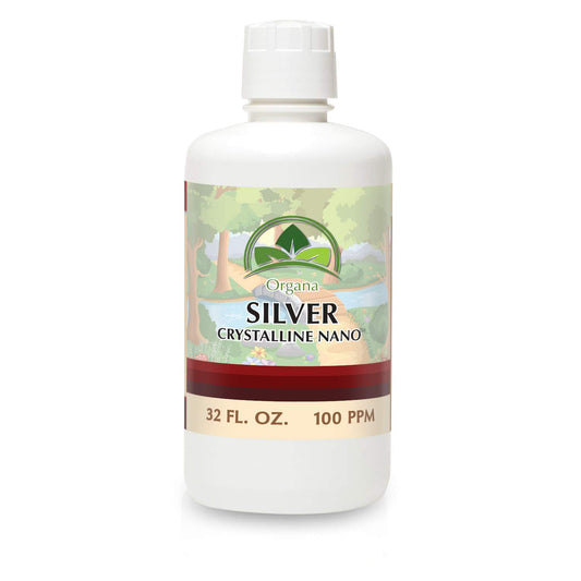 NutriNoche Organa crystalline silver 32oz bottle ready for daily use