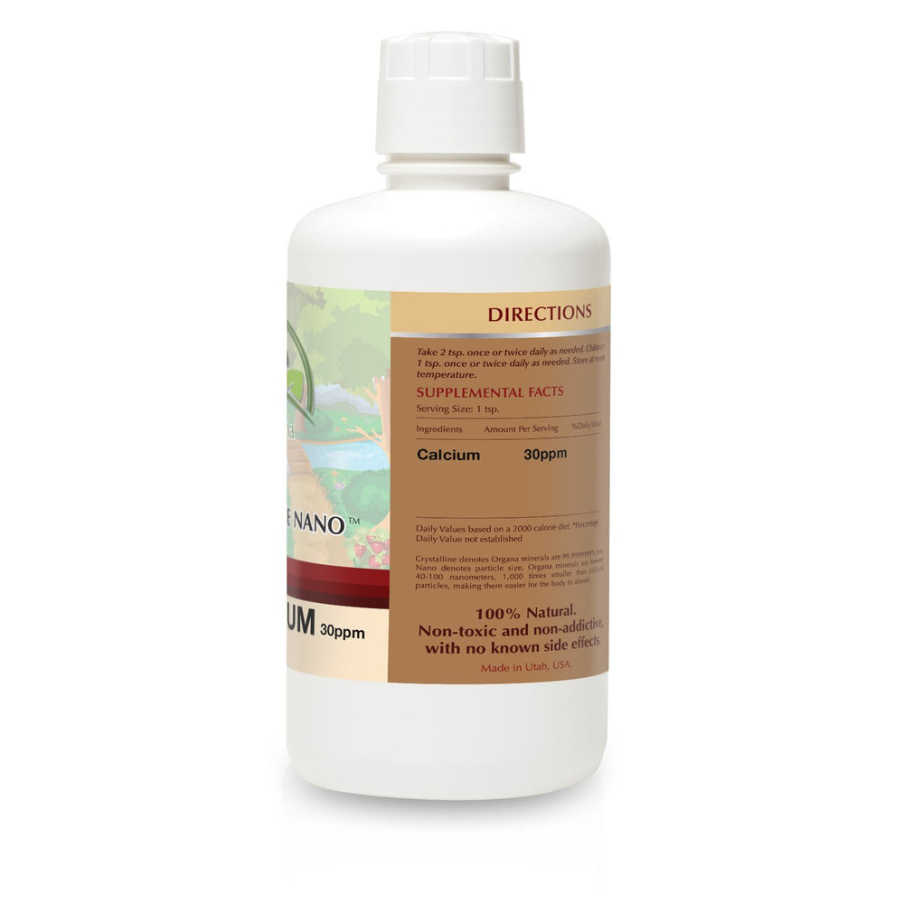 NutriNoche Organa Pure liquid calcium bottle label emphasizes pure ingredients
