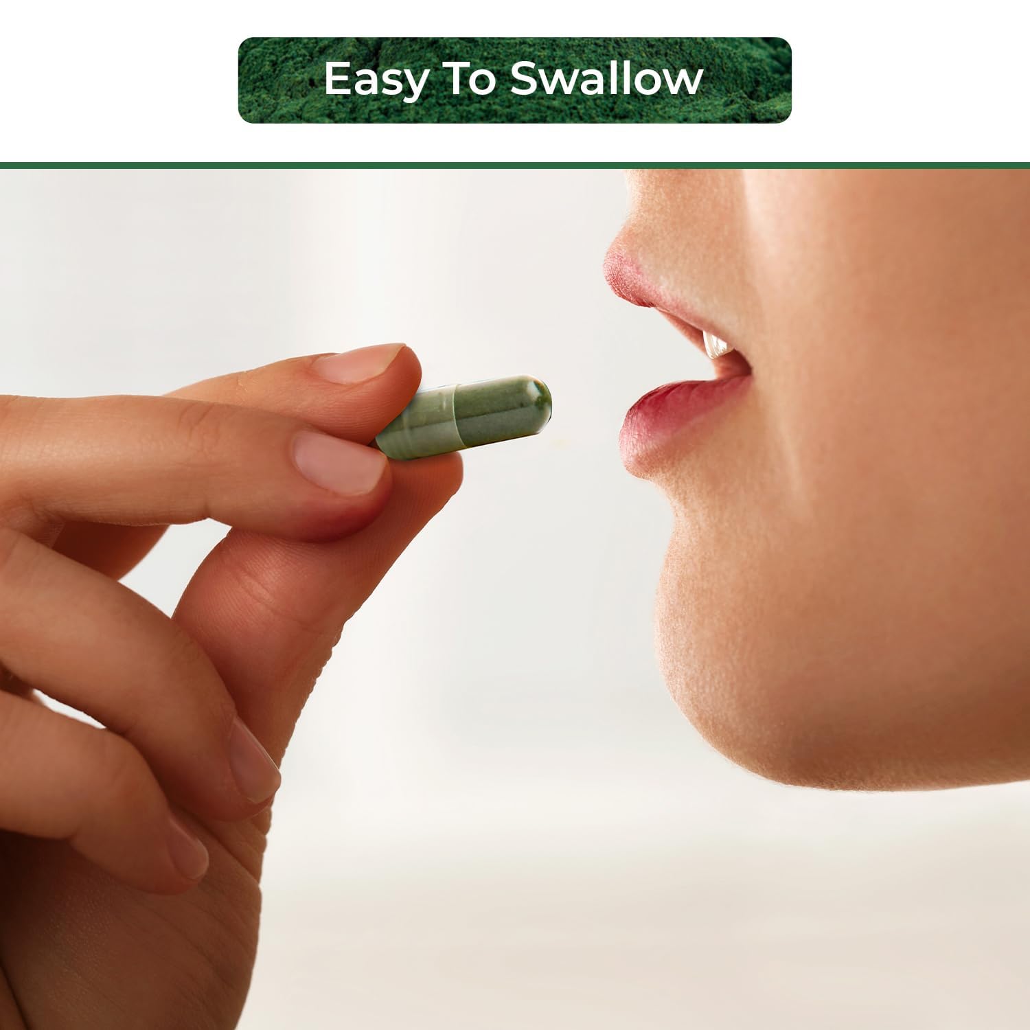 NUTRINPRO spirulina capsules ingredients-label, showing clean, chemical-free formulation.