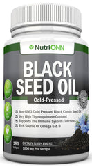NutriONN Black Seed Oil bottle with 180 softgels for daily wellness