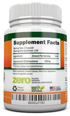 NutriONN CoQ10 capsules inside bottle showing 120 capsules for daily use.