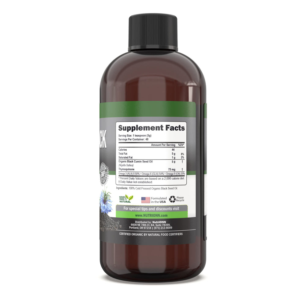 NutriONN bottle pour close-up highlights cold-pressed extraction and purity.