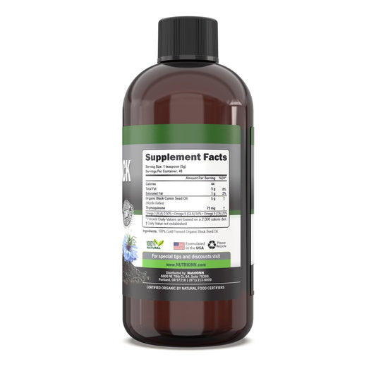 NutriONN bottle pour close-up highlights cold-pressed extraction and purity.