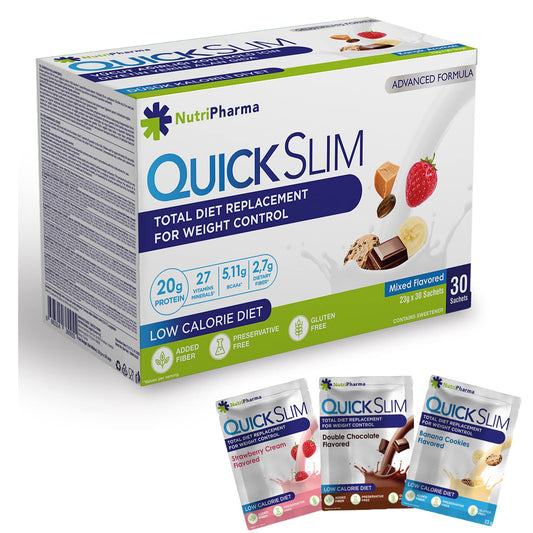 Nutripharm Quick Slim banana cookies sachet for on-the-go convenience