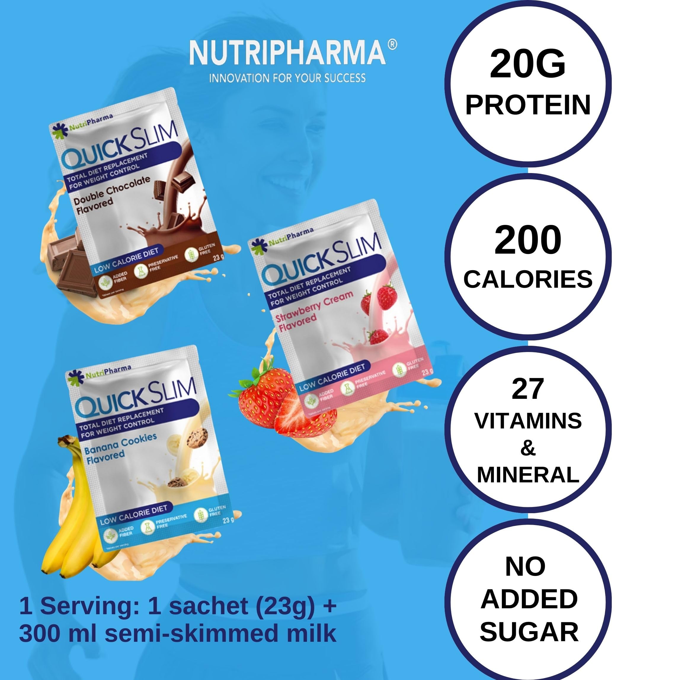 Nutripharm Quick Slim double chocolate sachet with creamy texture