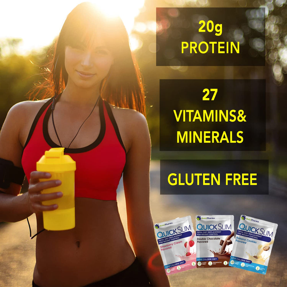 NUTRIPHARMA Quick Slim in an office or gym setting for convenient nutrition