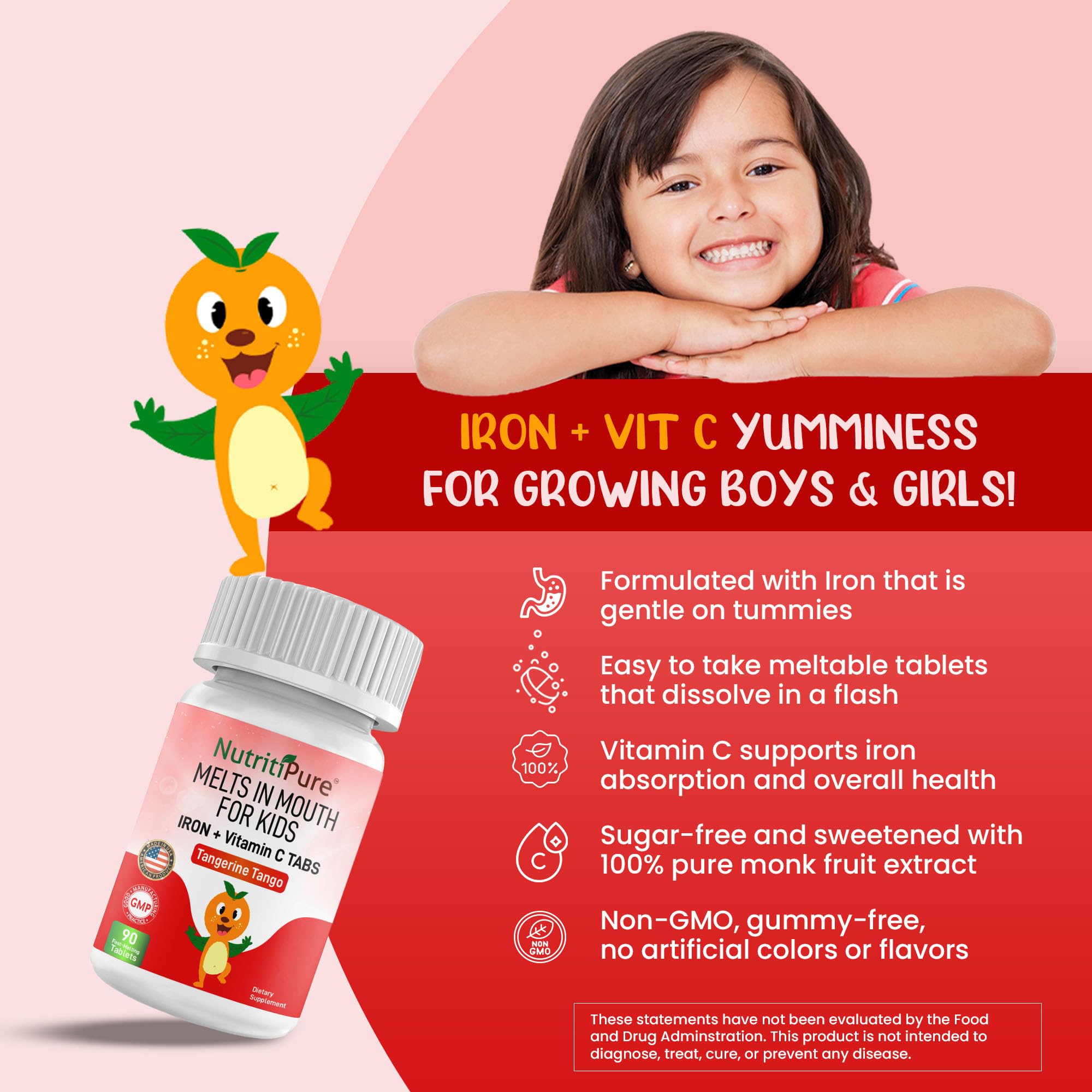 NutritiPure sugar-free iron tablet provides a no-sugar option for daily use.