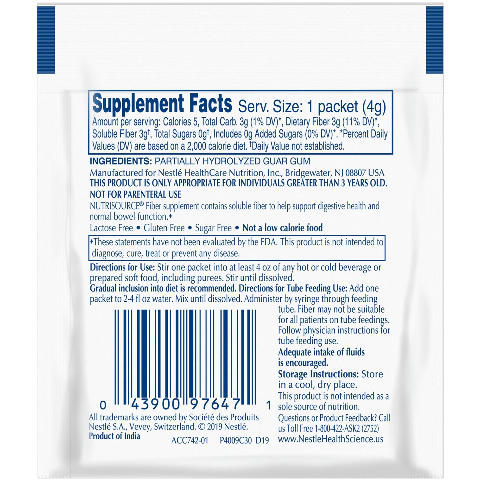 Unflavored Nutrisource fiber powder dissolves easily in drinks.