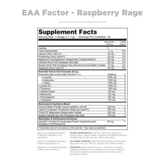 Nutrithority EAA Factor Raspberry Rage scoop shows convenient serving for muscle recovery after training.