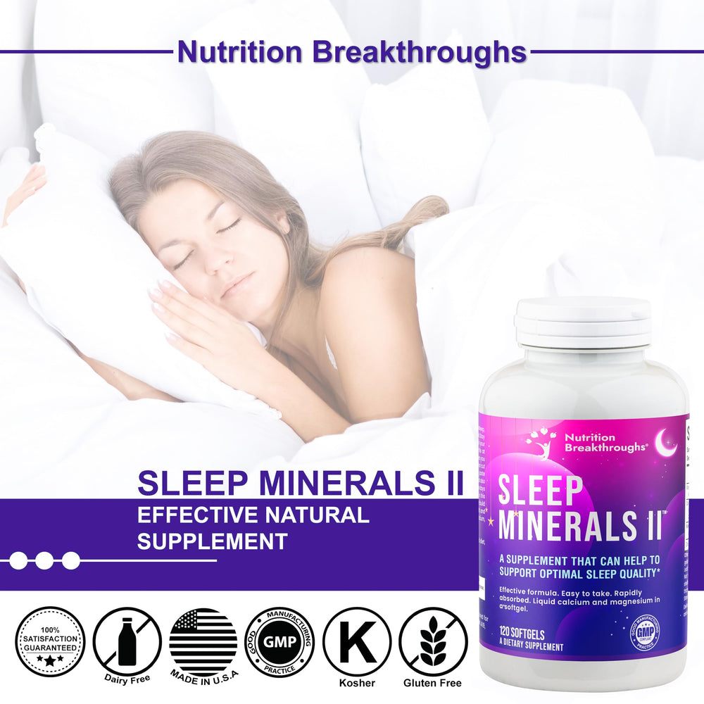 Nutrition Breakthroughs Sleep Minerals II bottle cap close-up with oil-based softgels.