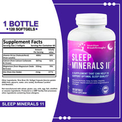 Nutrition Breakthroughs Sleep Minerals II label detail shows vitamin D and zinc benefits.