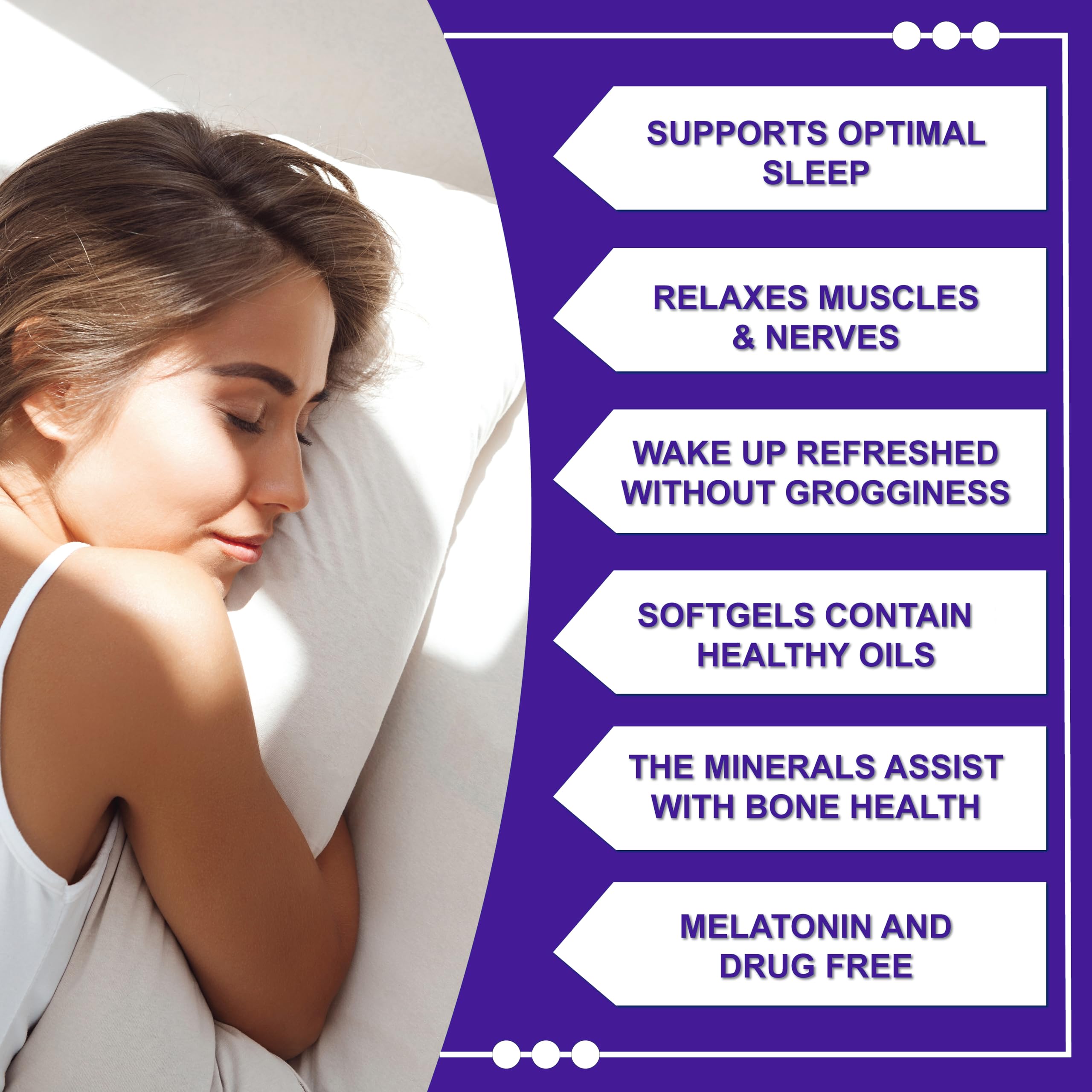 Nutrition Breakthroughs Sleep Minerals II nightstand scene suggests easy, non-medication bedtime routine.