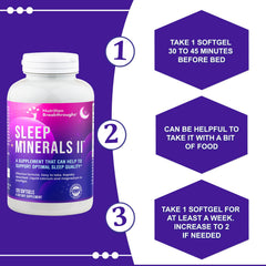 Nutrition Breakthroughs Sleep Minerals II softgels close-up highlighting calcium and magnesium blends.