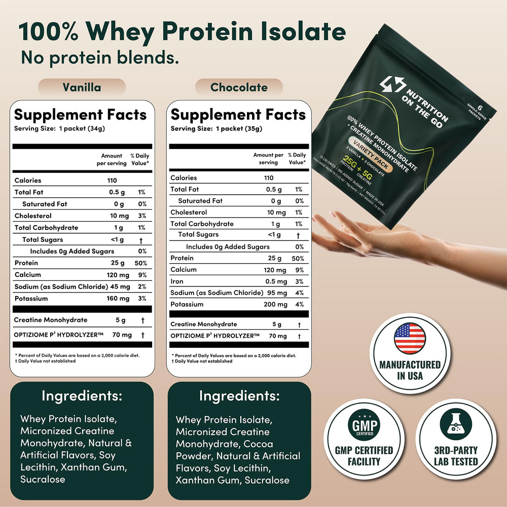 Nutrition On The Go whey isolate with enzymes aids smoother digestion.