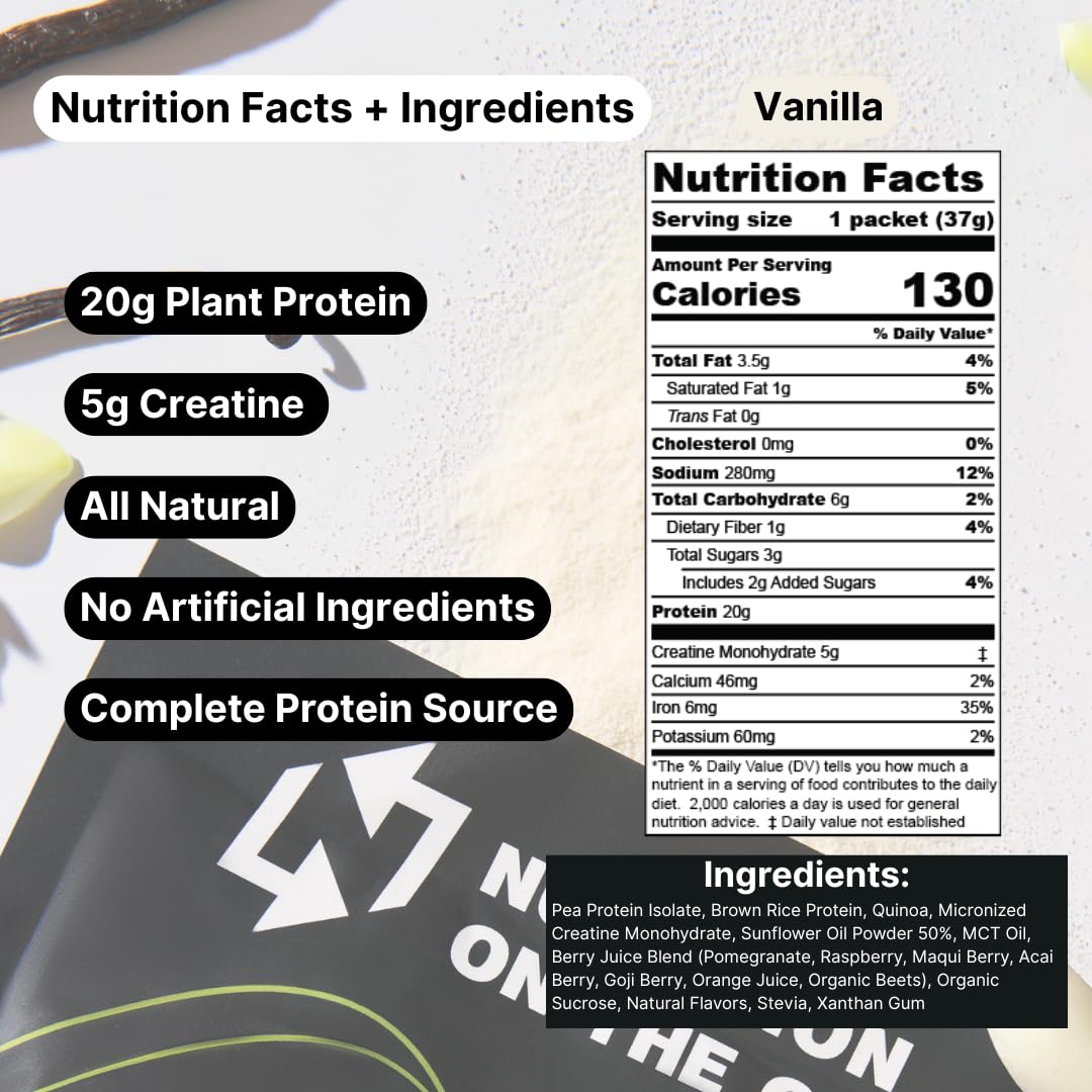 Nutrition On The Go vegan protein packets no-clumps ensure a smooth shake.