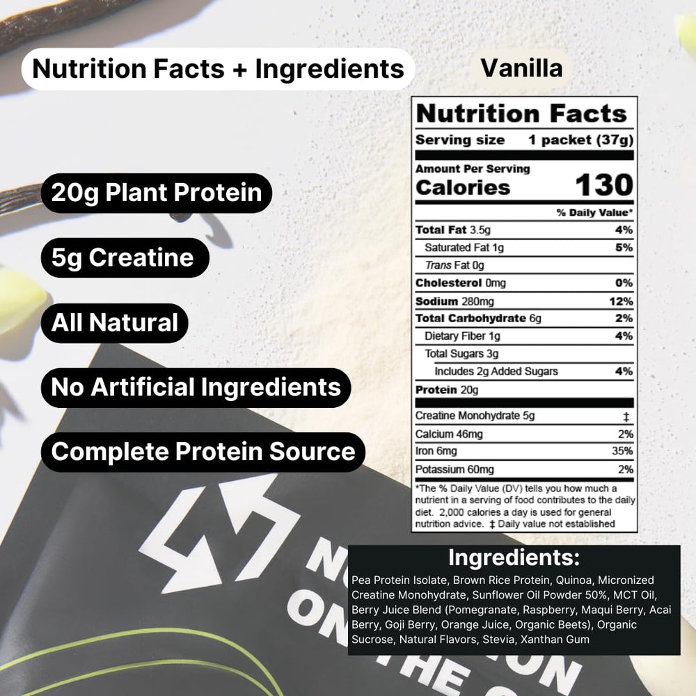 Nutrition On The Go vegan protein packets no-clumps ensure a smooth shake.