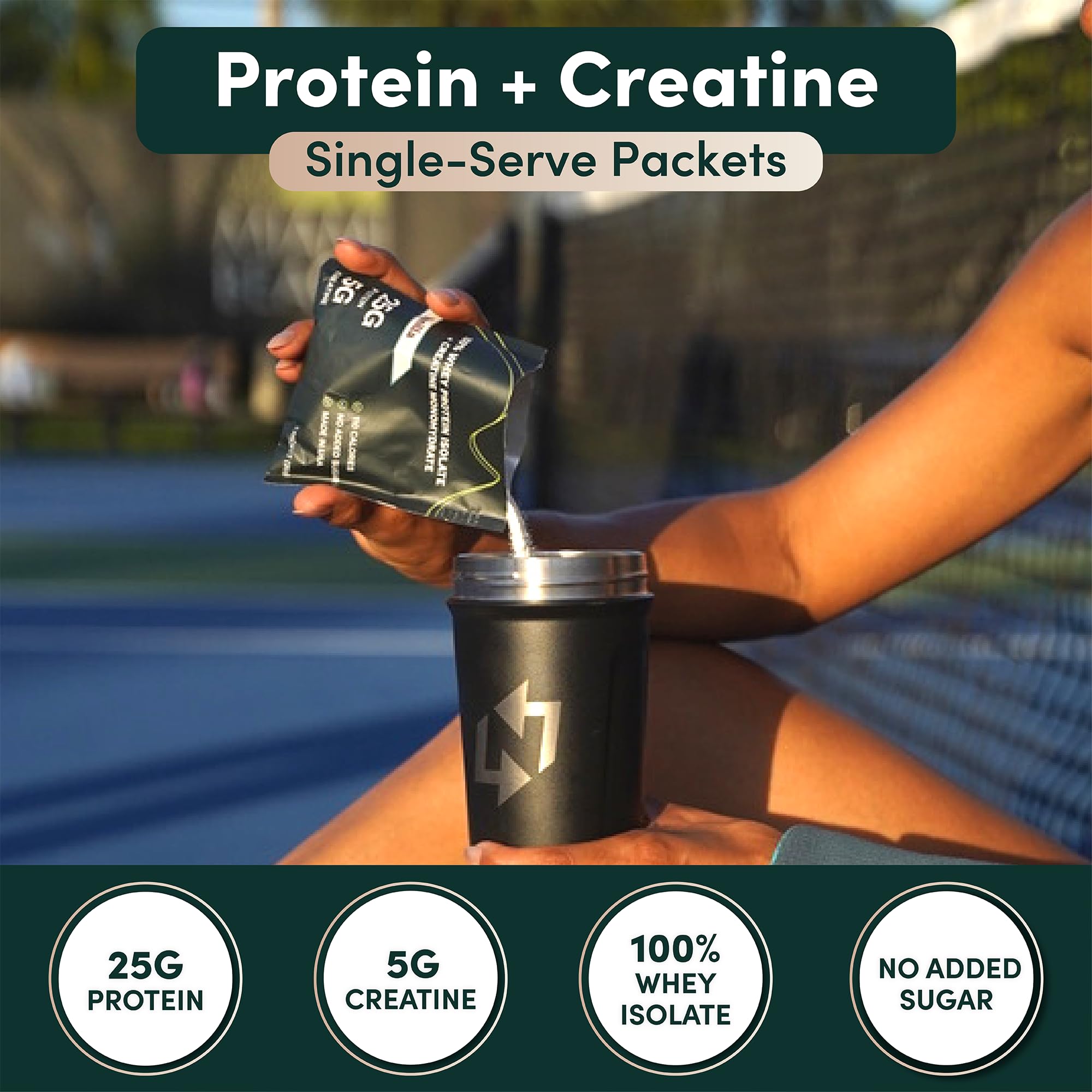 Nutrition On The Go whey isolate packets unwrap and pour for an easy on-the-go shake.