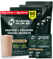 Nutrition On The Go chocolate whey protein packet, travel-ready for on-the-go protein.