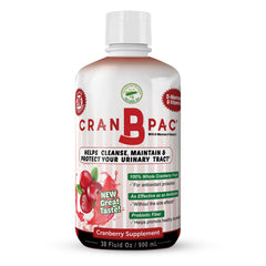 Nutritional Designs Cran-B-PAC cranberry liquid bottle close-up for potential urinary health support