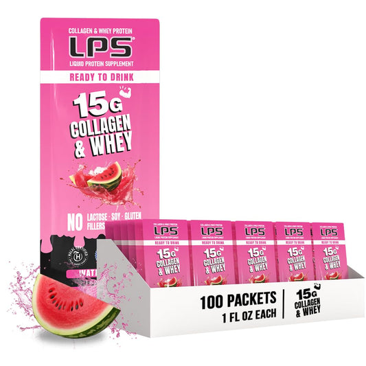 Nutritional Designs LPS bottle front showing watermelon flavor for daily protein