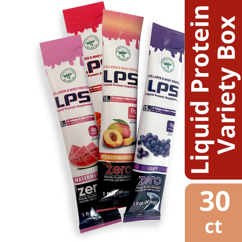 LPS liquid collagen and whey packets ready for quick post-workout fueling