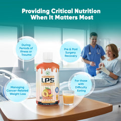 Nutritional Designs LPS liquid pour demonstrates convenient serving and low-sugar formula.