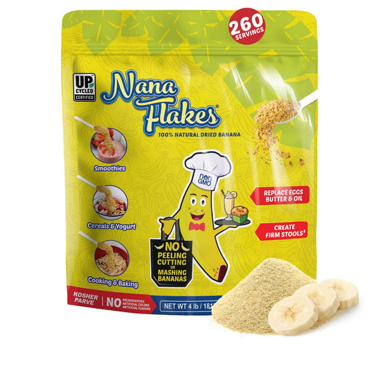 Nutritional Designs Nana Flakes 4 lb bag with resealable seal for long-lasting freshness