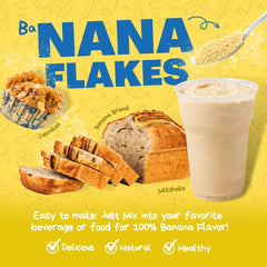 Nutritional Designs Nana Flakes banana visuals showing natural flavor and texture.