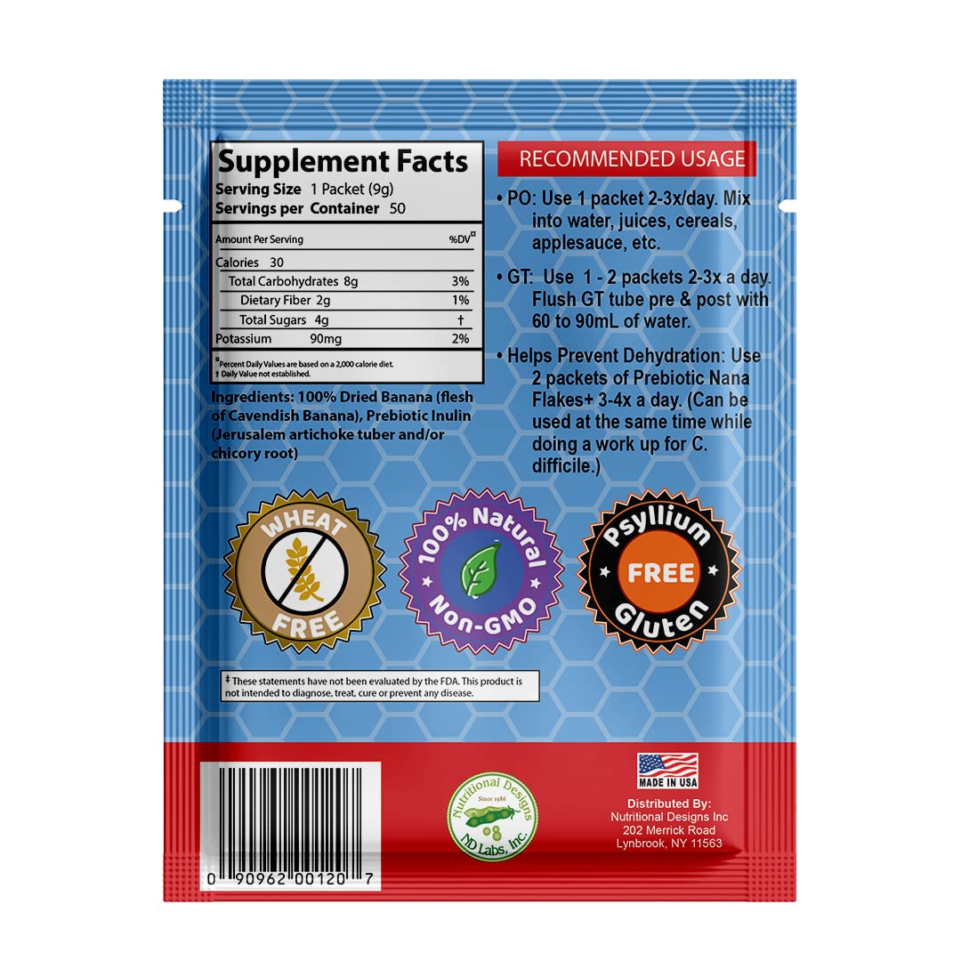 Nutritional Designs Nana Flakes kid-friendly serving shown for all ages.