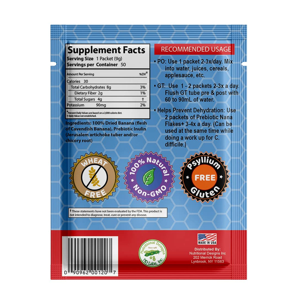 Nutritional Designs Nana Flakes kid-friendly serving shown for all ages.