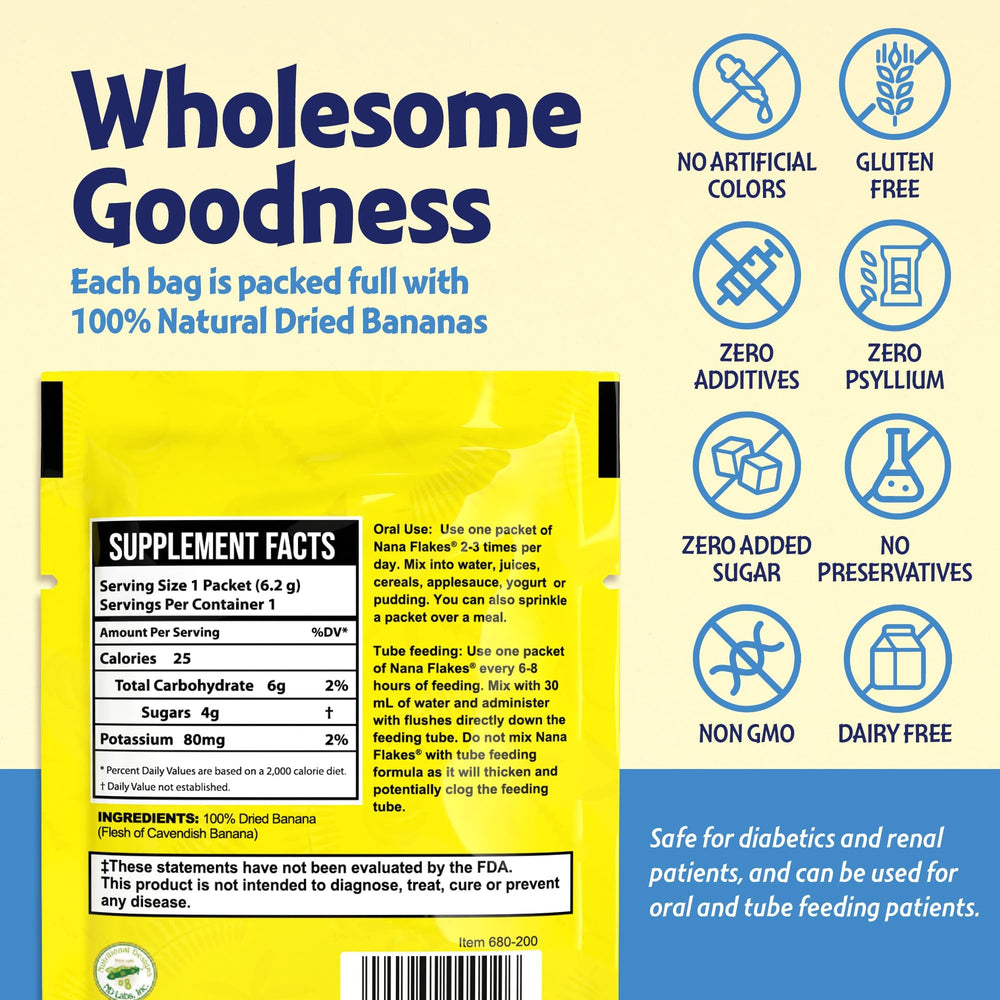Nutritional Designs Nana Flakes powder blended into a smoothie