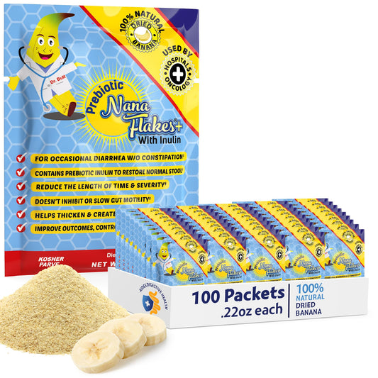 Nutritional Designs Nana Flakes packaging shown as an easy daily fiber option.