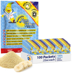 Nutritional Designs Nana Flakes packaging shown as an easy daily fiber option.