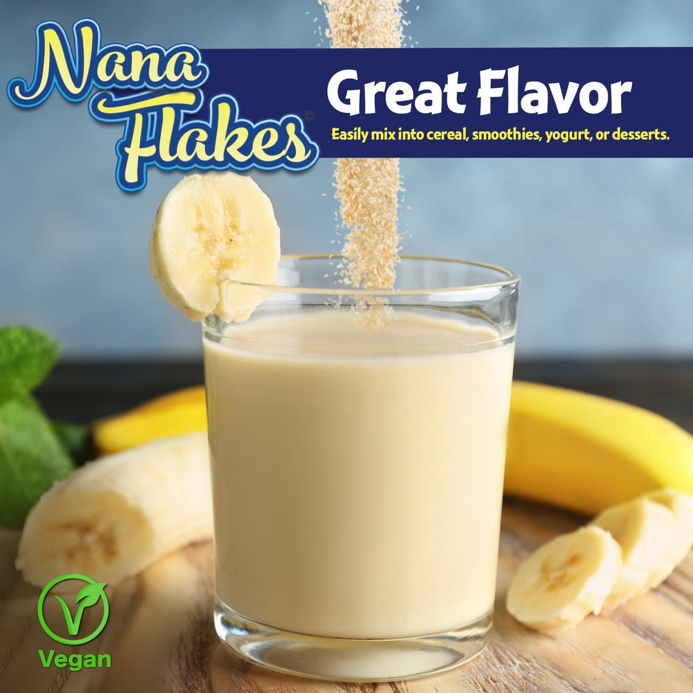 Nutritional Designs Nana Flakes packets stored in a pantry