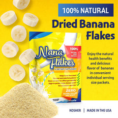 Nutritional Designs Nana Flakes powder being poured for easy mixing