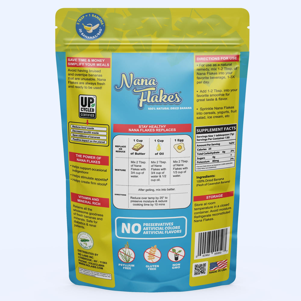 Nutritional Designs Nana Flakes 2 lb bag in pantry