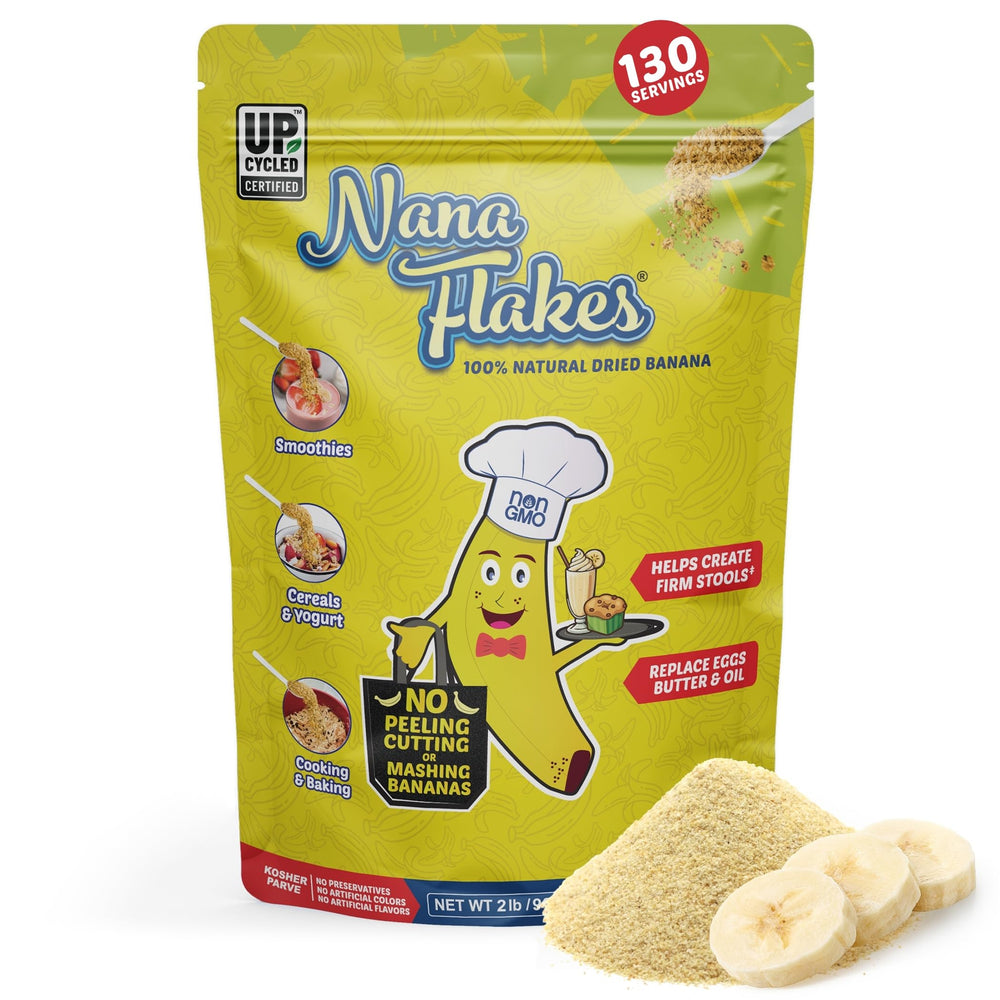 Nutritional Designs Nana Flakes banana powder bag for long-term storage