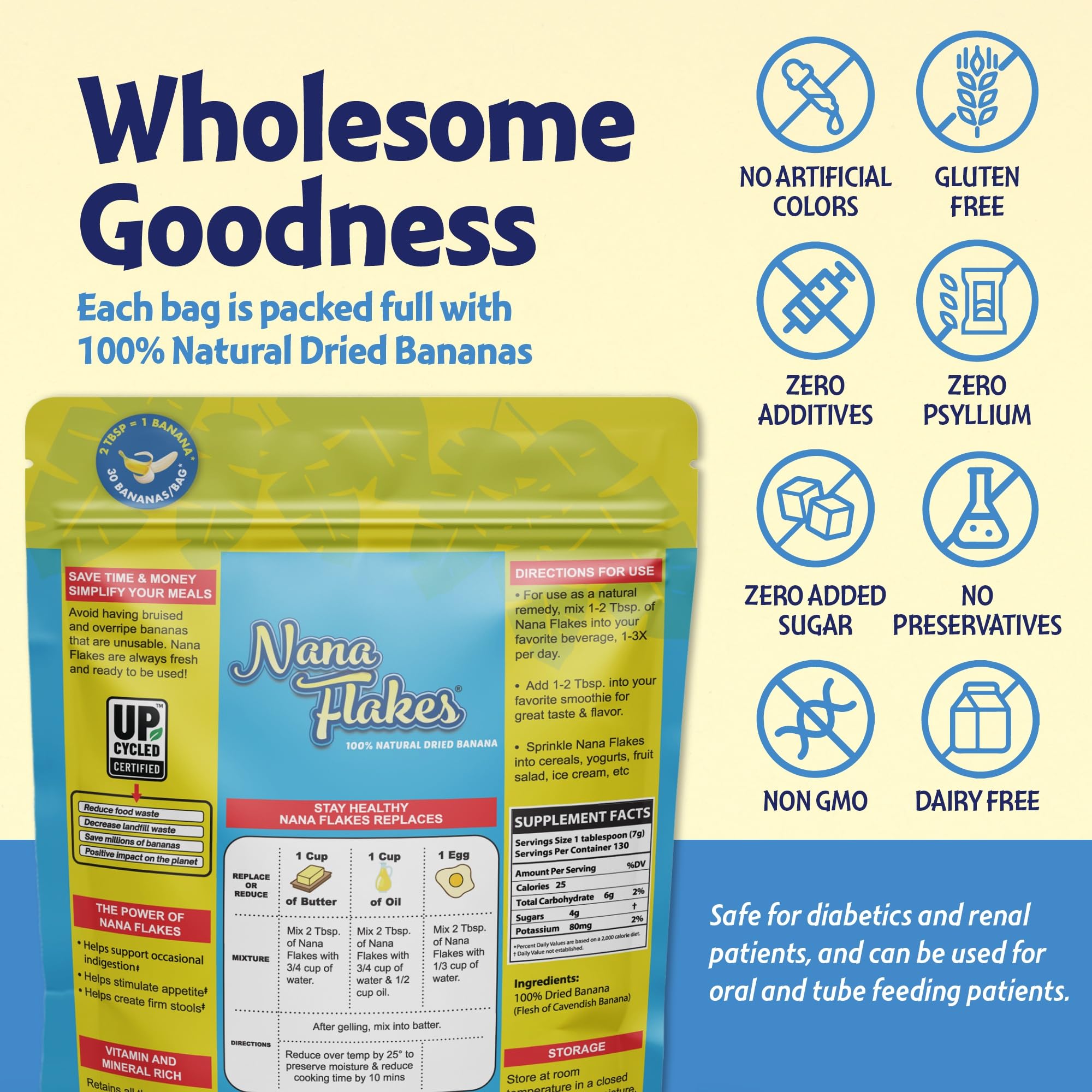 Nutritional Designs Nana Flakes fiber-rich powder supporting digestion