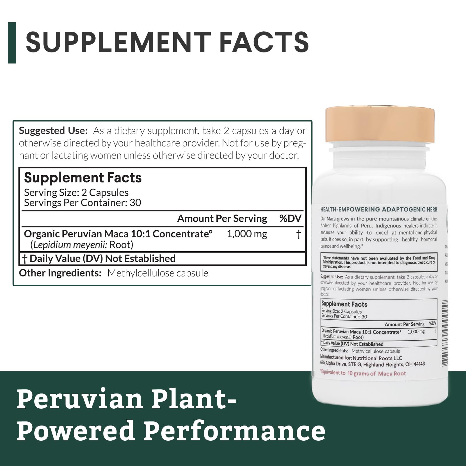 Nutritional Roots Maca 10x gelatinized process improves absorption.