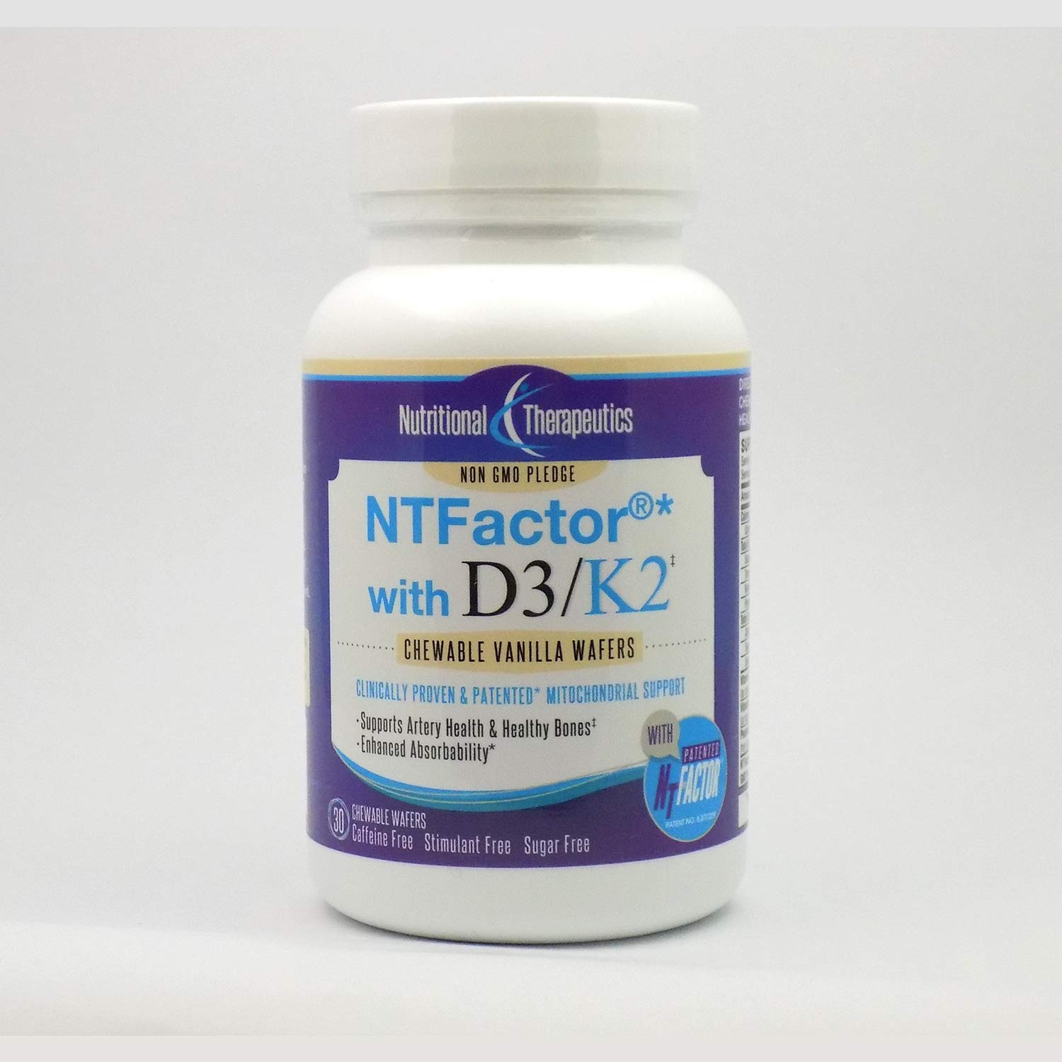 Nutritional Therapeutics D3/K2 NT Factor vanilla wafers in a pack for daily energy and bone support