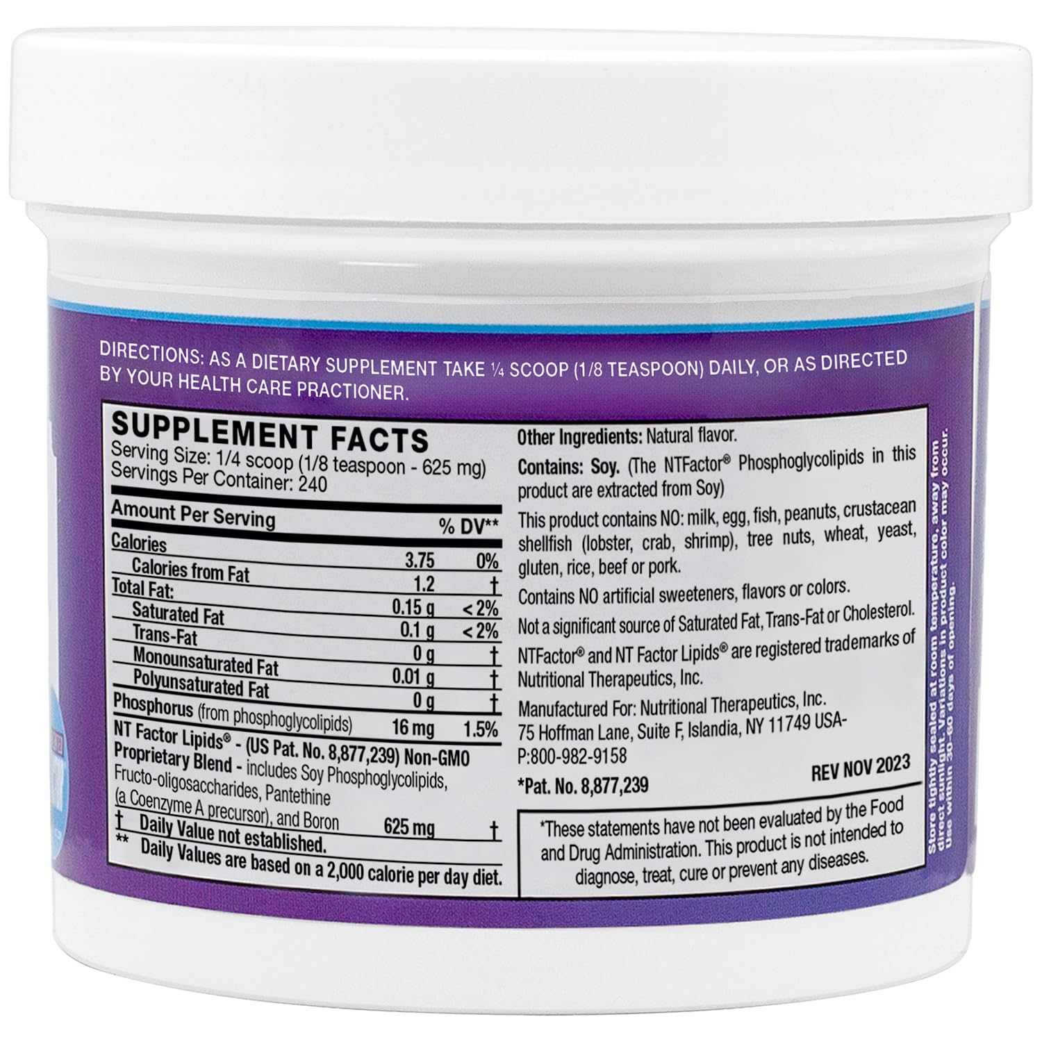 Nutritional Therapeutics NTFactor Lipids Powder scoop demonstrates a precise 1/4 serving.