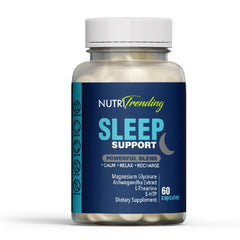 NutrTrending Sleep Support bottle promotes nightly relaxation.
