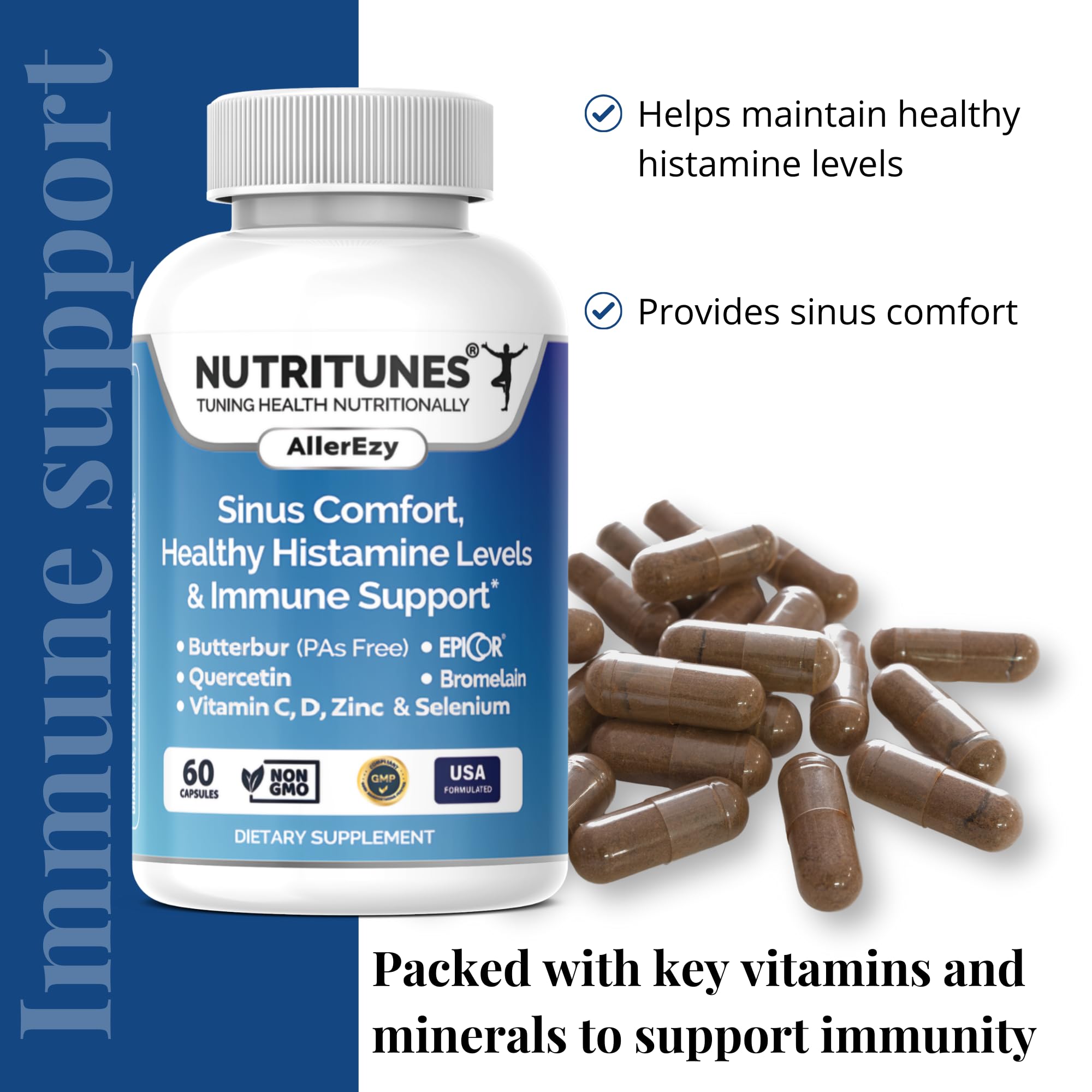 Nutritunes AllerEzy capsules daily-use for routine wellness.