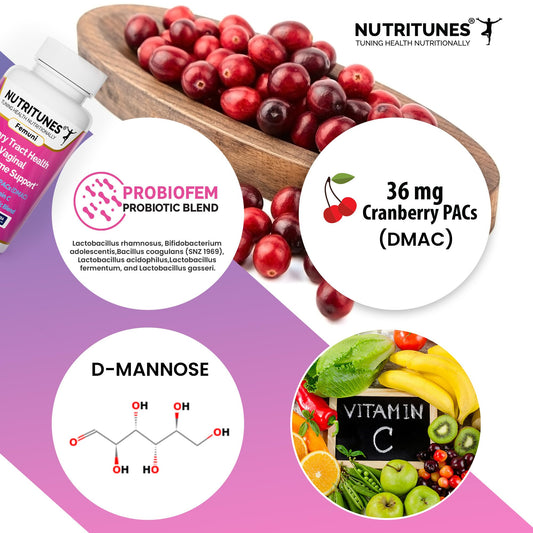 Nutritunes Femuni UTH D-Mannose capsules for daily urinary wellness