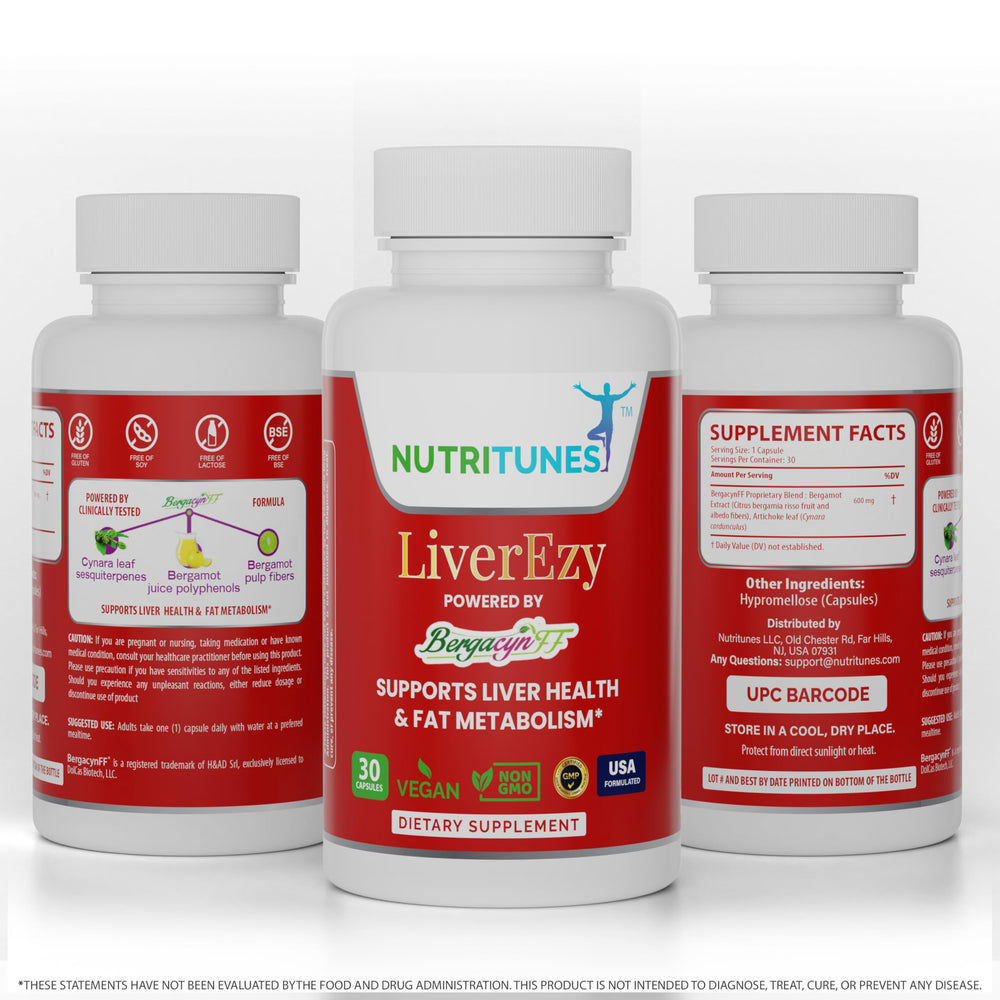 Nutritunes LiverEzy GMP-certified facility badge signals quality.
