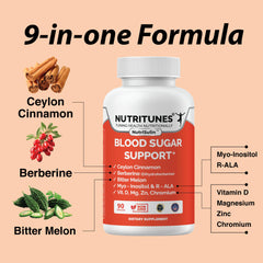 Nutritunes NutriSulin capsules close-up highlighting berberine and cinnamon blend for metabolism.