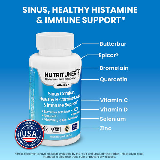 Nutritunes AllerEzy capsules ready for daily respiratory support.